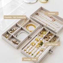 NetHong Acrylic Jewelry Organizer 3 Drawers Storage Transparent Jewelry Display Beige UK Spring Cleaning Back To School Dormitory Storage - Grey - View 5