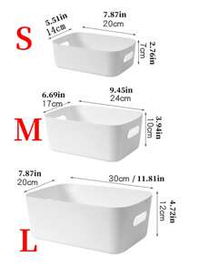 5/10pcs, Multi-Purpose Plastic Storage Bins With Handles , Kitchen Countertop Organizer For Spice Jars Seasoning Bottle, Versatile Organizer For Kitchen, Pantry, Cabinet, Bathroom, Bedroom, Living Room & Office Desk, Perfect For Cosmetics, Snacks, Etc - White - View 3