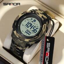 SANDA. SANDA Men Smart Electronic Watches Pedometer Calories 50M Waterproof Fitness Timer Alarm Clock Date LED Digital Watch Military Outdoor Sports Swimming Multifunction Wristwatch