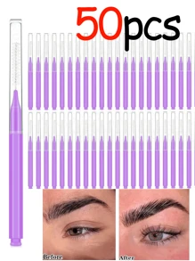 100支装带盖微型眉刷，眉毛修饰刷，螺旋刷，适用于眉毛、睫毛、眉毛填充、眉毛和睫毛提拉和染色，眉梳，眼影刷，螺旋刷 - 紫色 - 查看 9