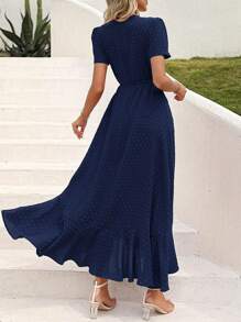 Valentine's Day  Women's Summer Wrap Dress Casual Boho Chic Floral V-Neck Short Sleeve Flanged Beach Holiday Dress