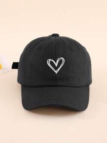 1顶心形图案可调节水洗棒球帽，适合春秋季户外防晒，男女皆宜。