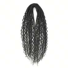 Extensiones de peluca de rastas 2 en 1 de 24 pulgadas, Set de 10 piezas de extensiones de rastas rectas y rizadas hechas a mano, estilo hippie para mujer