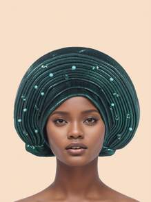 1pc European And American Retro British Felt Headband Hat Women's Derby Headdress With Flowers Women's Soft Beret Elegant Beaded African Car Gel Headband, Hand Layered Shiny Fabric Headband, Bohemian Style Traditional Wedding And Party Special Occasions Headdress - Multicolor - View 10