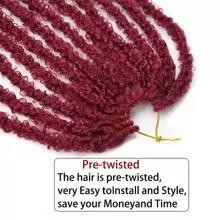 24 英寸蝴蝶辫钩针辫子 Meche 人造辫子钩针辫子接发软辫卷发辫子合成头发 - 彩色 - 查看 6