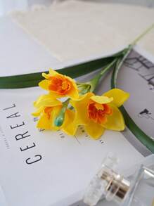 6 Piezas, Narcisos de simulación, Narcisos artificiales, Decoración de escena, Flores de simulación, Ramo Decoración interior de muebles, Decoración de mesa/Pascua/Decoración del jardín/Suministros para bodas/Decoración del jardín, Día de la Madre, Prop de escena de boda con flores, Decoración del jardín, Planta exterior, Jardinería, Flores artificiales