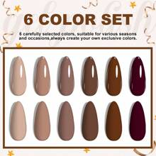 LIMEGIRL LIMEGIRL 6 Colors Brown Gel Nail Polish Set, Nude Brown Polish 2025 Gel Polish Colors Neutral Nail Polish Kit Soak Off Gel Polish Nail Art DIY Gift For Girls Women