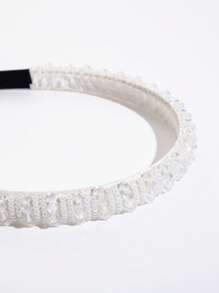 1pc Fine Edge Grid Crystal Headband Hair Accessories, Korean Style,Hairband,Hair Hoop Headbands Head Accessories - White - View 3