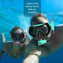 Snorkeling Gear For Adults,Snorkel Mask Set With 180 Degree Tempered Glass Anti Fog Goggles Scuba Dry Top Snorkel For Swimming, Scuba Diving Mask For Men Women - Green Powder - View 6