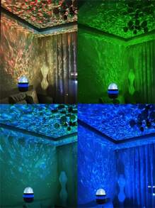1 pièce Lampe à projection d'ondes d'eau, télécommande, contrôle intelligent de la lumière des étoiles, projecteur de vagues de galaxie, décoration romantique de chambre, fournitures de fête de Noël, Saint-Valentin, montage mural, alimenté par USB