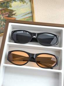 2pcs Oval Small Frame Fashion Glasses For Women, Casual & Resort For Summer Beach Vacation, Outdoor, Travel