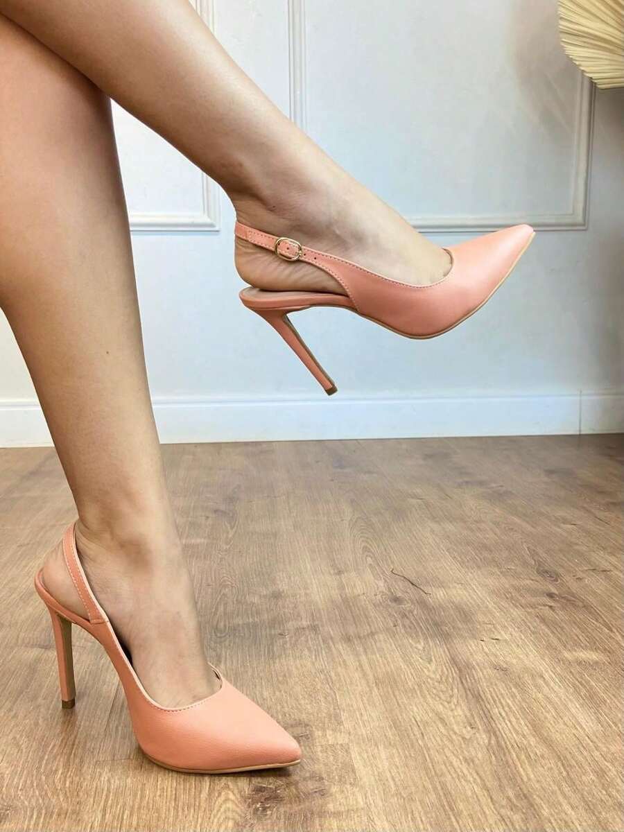 Women's Open Toe Pumps With 11cm Heel Angela Galvão 2 - Salmon - View 1
