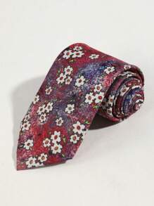 1pc Men's Floral Pattern Tie, Suitable For Sports, Travel, Daily Party Matching