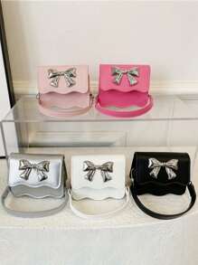 1 szt. Nowa łańcuszkowa modna jednokolorowa dziewczęca torebka na ramię stylowa świeża i prosta kokardka torebka wróżka mała torebka słodki słodki motyl mini dziewczęca torebka młodzieżowa dziewczęca torebka crossbody torebka na szminkę modna mała kwadratowa torebka bardzo odpowiednia na zakupy i randki