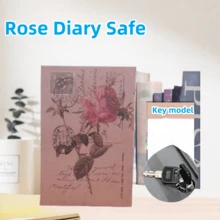 1 pièce Boîte de sécurité en forme de livre créative, boîte de sécurité miniature réaliste de type clé à fleur de rose pour le chevet, tailles standard, moyenne et grande, pour le bureau, la chambre à coucher, etc.