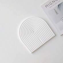 1pc Nordic Style White Minimalist Asymmetrical Gypsum Decorative Plate, Jewelry Holder, Home Decor Small Tray