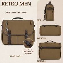 NEWHEY 15.6 Inch Laptop Canvas Briefcase For Men, Large Capacity With Adjustable Shoulder Strap - Multicolor - View 6