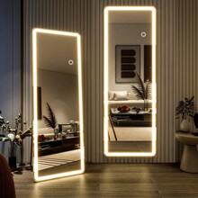 64" X 21" LED Rectangle Full Length Mirror Standing Floor Mirror With Safe Corners,White