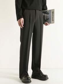 Men's Loose Fit, Side Slit, High Quality, Drape Style Suit Pants - Black - View 3