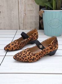 Plus Size Leopard Print Retro French Style Flat Shoes, Soft Bottom Loafers For Women, Suitable For Spring & Autumn - Brown - View 6