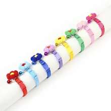 8 件装多色花朵装饰猫/狗项圈带铃铛，适合中小型宠物 - 彩色 - 查看 6