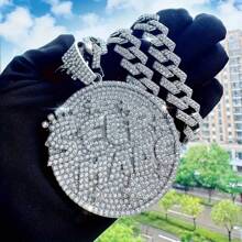 冰晶闪亮字母自制圆形奖章吊坠项链搭配圆形星形项链首饰