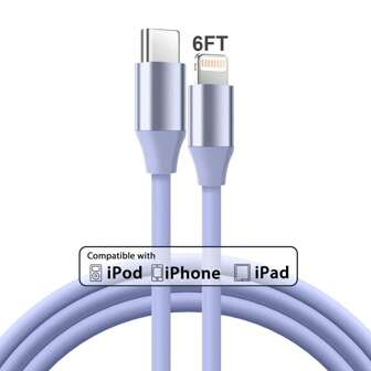 1 件 6 英尺 [MFi 认证] Type-C 转闪电数据线快速充电兼容 Apple iPhone 14 13 12 11 Pro Max XR XS X 8 7 6 Plus SE iPad Mini 等更多颜色