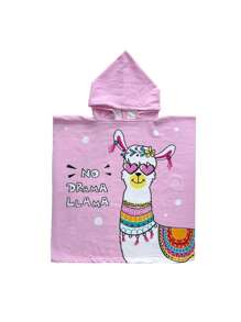 1 件连帽浴袍，1 件，男孩和女孩强吸水柔软透气斗篷，可爱动物图案连帽斗篷毛巾海滩和浴室使用