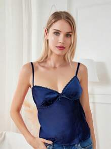 Women Camisoles Lace Trim V-Neck Casual Tank Tops Summer Fashion Sleeveless Tops Streetwear - Azul - Ver 4