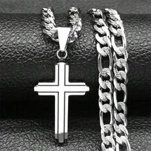 Stainless Steel Cross Necklaces For Men Gold Silver Color Hip Hop Man Necklace Jewelry
