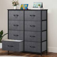 Yitahome Commode, 8 Tiroirs en Tissu Commode Chambre Meuble de Rangement, Cadre en Métal,pour Chambre à Coucher, Salon,Gris Profond - Noir Gris - Voir 2