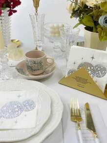 30pcs/20pcs/10pcs/1pc Disco Ball Patterned Disposable Napkins, Modern Ball Design Paper Napkins, Foil Embossed Disco Cocktail Napkins For 70s, 80s, 90s Themed Parties, Suitable For Engagement, Birthday, Graduation, Bridal Shower, Fall Decor, Halloween, Christmas - Silver - View 7