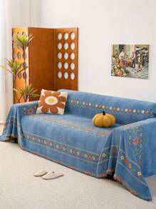 1 Stück Boho Chic Sofaüberwurf mit Acht-Blatt-Design - weich, schwer, tierfreundlich, Couchüberzug für Hunde, Sofabezug 3/2/1 Sitzer, Couchschutz für Wohnzimmer, Schlafzimmer, Bürodekoration