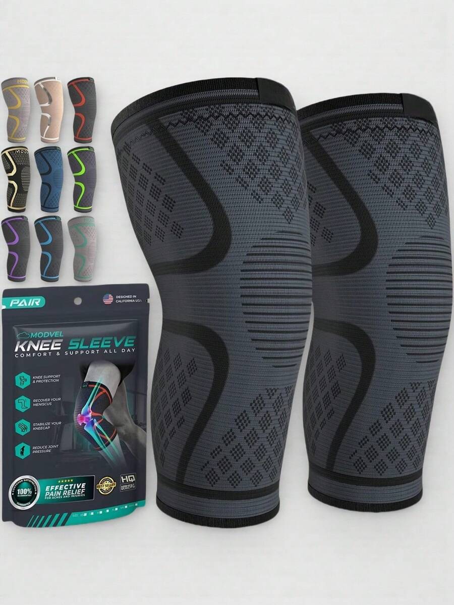 2pcs Unisex Professional Compression Knee Sleeves | Sports Knee Brace - Meniscus/ACL Protection ✔ Suitable For Running, Basketball, Hiking, Packaging Bag Random