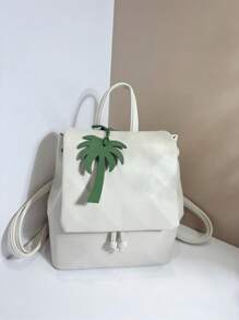 1pc Solid Color PU Coconut Tree Fashionable Minimalist Cute Car Key Chain, Backpack Shoulder Bag Handbag Accessory, Suitable For Couples, Students, Men, Women, Everyday, Date, Holiday, Travel, Gift For Girlfriend, Mom, Children