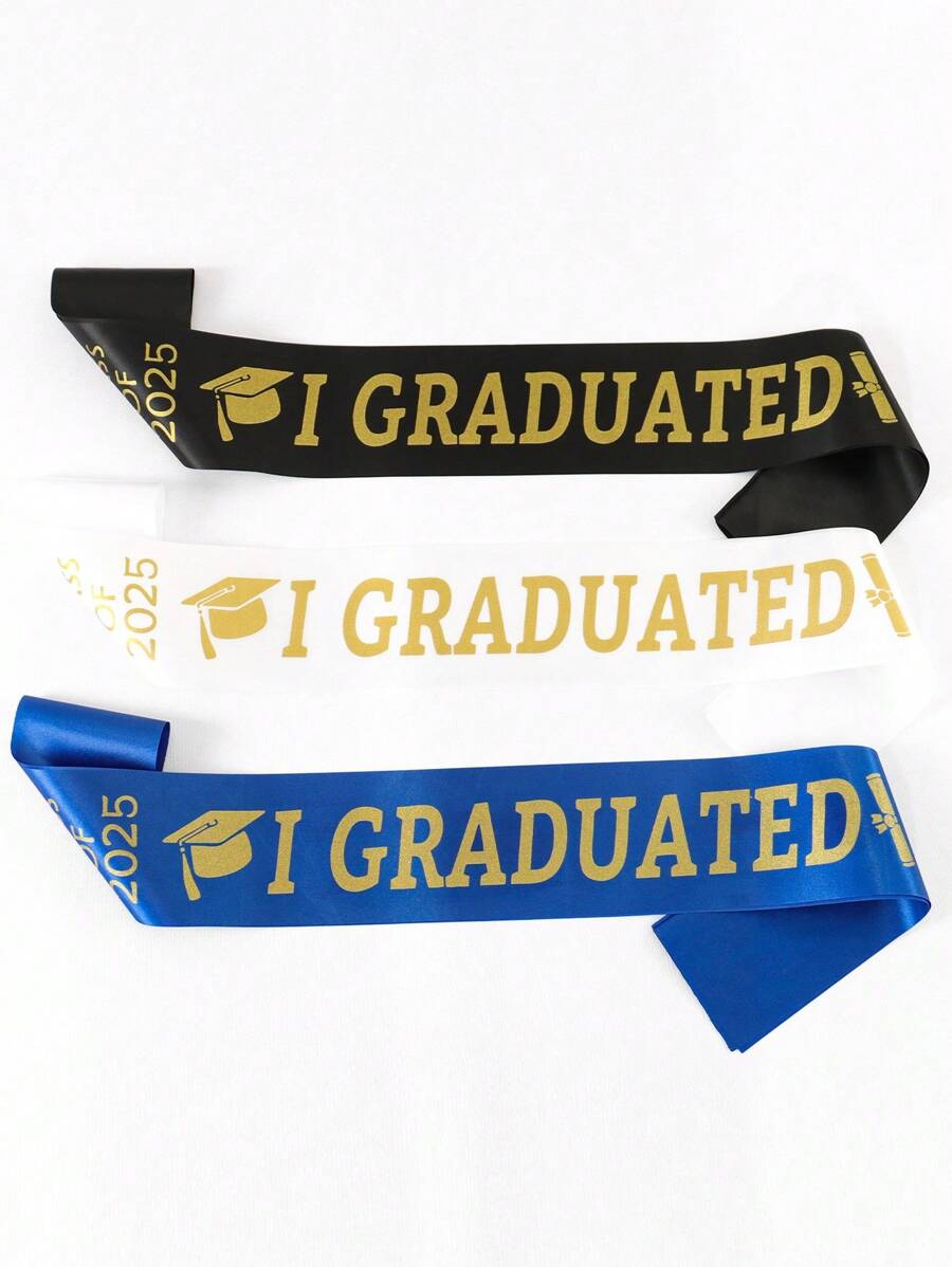 1pc Class Of 2024 Graduation Decorative Polyester Shoulder Strap,9.5cm*80cm Graduation Party Strap For Class Of 2024 Graduation Party Supplies - White - View 1