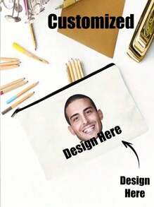 Custom Face Pouch Cosmetic Bag With Photo Picture Customized Friend's/Family's/Your Own Face-Personalized Photo Collage Tote Bag-Gift For Girlfriend/Wife, Valentines Gift, Customized Bag,Custom Print Tote With Photo Of Family Friend Pets