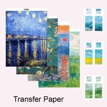 Van Gogh Monet Serie Zacht Aardewerk Speciaal Aquarel Transferpapier DIY Oorbellen Sieraden Kleuren Stickers Polymeer Klei Gereedschap