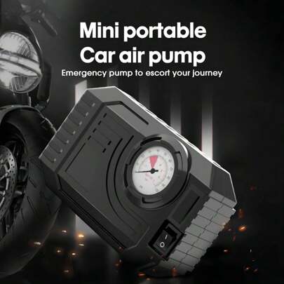  Carsun Mini Convenient 12V Car Air Compressor With Bright Night Lighting, Mechanical Tire Inflator