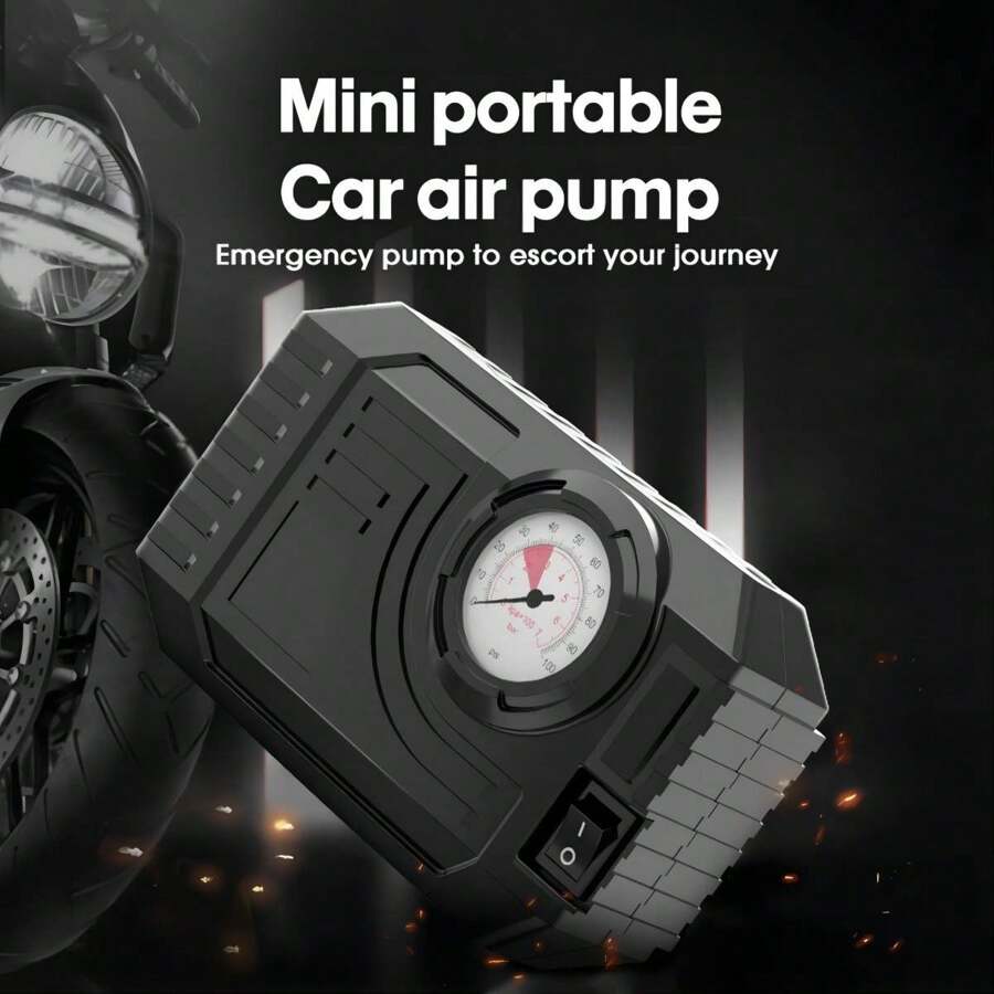 Carsun Mini Convenient 12V Car Air Compressor With Bright Night Lighting, Mechanical Tire Inflator