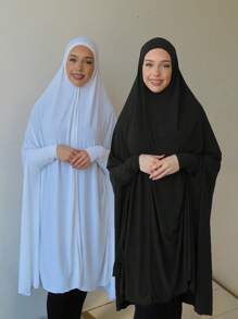 1 Peça Acessório Abaya Feminino, Véu Grande Macio e Liso para Cobrir o Queixo, para Peregrinação, Lenço de Cabeça Turbante com Mangas