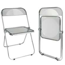 Silla plegable, 46*46*75cm, silla transparente de acrílico para comedor, sala de estar, asiento de sillón apilable para sala de estar - Gris - Ver 4