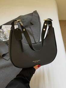 Dedoo 1pc Solid Color PU Leather Shoulder Bag For Women, Versatile Crossbody Bag For Commuting, Adjustable Shoulder Strap - Black - View 7