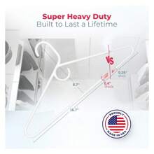 Made In USA Super Heavy Duty Plastic Clothes Hangers - Bulk Packs Available, Strong Hangers For Closet And Clothing 18pk Peach