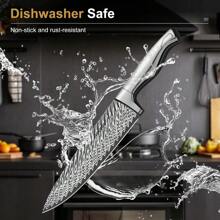 14 Piece Kitchen Knife Set With Block And Built-In Sharpener,  Full Tang Knives Sets German Stainless Steel, Dishwasher Safe Silver