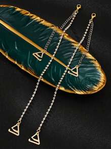 1 Pair Women's Bling Rhinestone Shoulder Strap Elegant Copper Body Chain Sexy Invisible Bra Strap For Rave - Multicolor - View 7