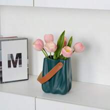 Plastic Vase, Lightweight, Minimalist, Creative Floral Container Decor, Dry & Fresh Flower Vase, Porcelain-Like Planter Gifts Birthday Graduation - Multicolor - View 4