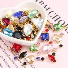 130 peças de strass de cristal de tamanhos variados, garras de vidro costuradas, enfeites de strass com parte traseira plana para artesanato faça você mesmo, roupas, sapatos, vestidos, acessórios de joias