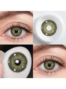 2 片装彩色软性隐形眼镜，年度一次性年度，14.5 毫米美瞳，适合约会或日常佩戴，舒适自然的化妆镜片万圣节服装角色扮演 - 綠色 - 查看 3
