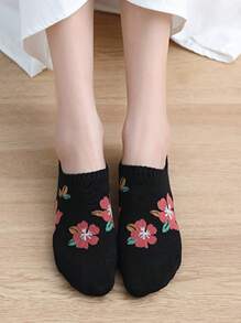 4 Pairs Random Women's Cute Floral Patterned Comfortable Versatile Ankle Socks, Ins Style